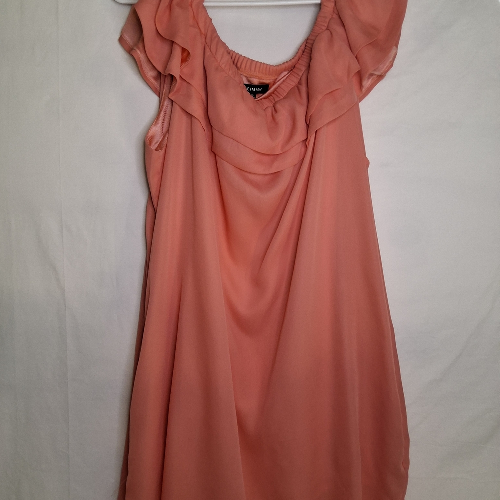 Coral Ruffled Sleeveless Dress - Picture 2 of 5